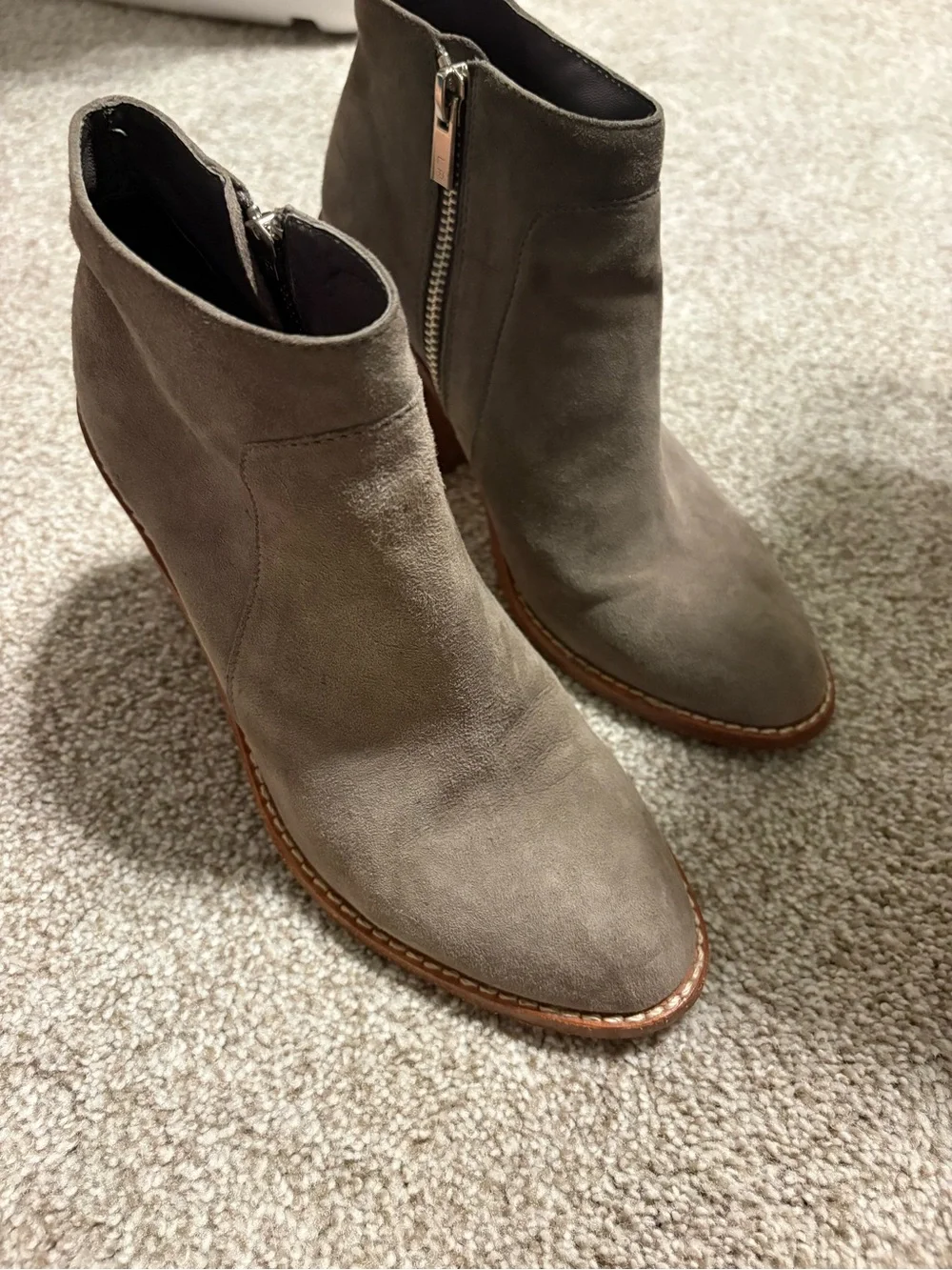 Loeffler Randall Grayish Suede Side-Zip Ankle Booties